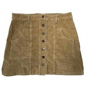 Altar'd State Women's Caramel Corduroy A-Line Skirt with Button Front Size Large
